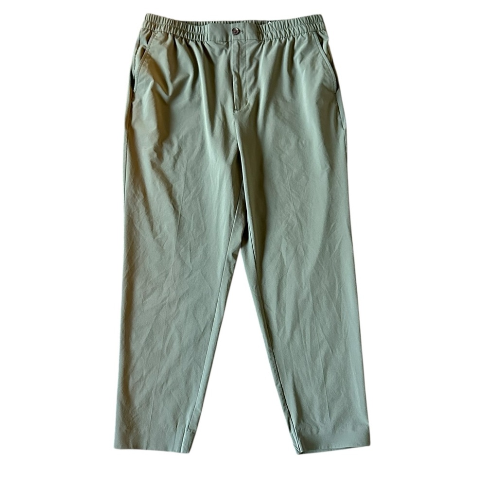 BANANA REPUBLIC Airstretch olive green taper leg elastic waist ankle pants sz L